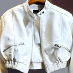 2025 Autumn New Handsome Versatile Short Motorcycle Jacket Top High Waist PU Leather Jacket for Women  Faux Fur Coat - Matrix Studios