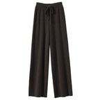 Women's High waisted warm knit wide leg straight leg pants for women, solid color loose wide leg pants