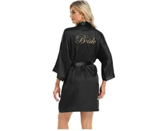 Bride Bridesmaid Wedding Robe Embroidery Kimono Bathrobe Gown Nightgown Casual Satin Short Women Sexy Nightwear Sleepwear - Matrix-studios.com