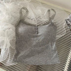 Summer Lace Strap Patchwork Camisole Women Solid Color Sleeveless Buttons Tank Top - Matrix-studios.com