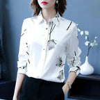 Woman Spring Autumn Style Blouses Shirts Lady Casual Long Sleeve Turn-down Collar Flower Printed Blusas Tops DF4851 - Matrix-studios.com