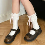 Lolita Over Knee-high Socks Cotton Sweet Lace Bow Ribbon Kawaii Calf-length Socks Thigh-high Stockings JK Cosplay Accessories - Matrix Studios