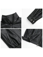 CHIC VEN Woman PU Jacket Solid Loose New Retro Standing Collar Motorcycle Faux Leather Coat Female Top Spring Autumn 2026 - Matrix Studios