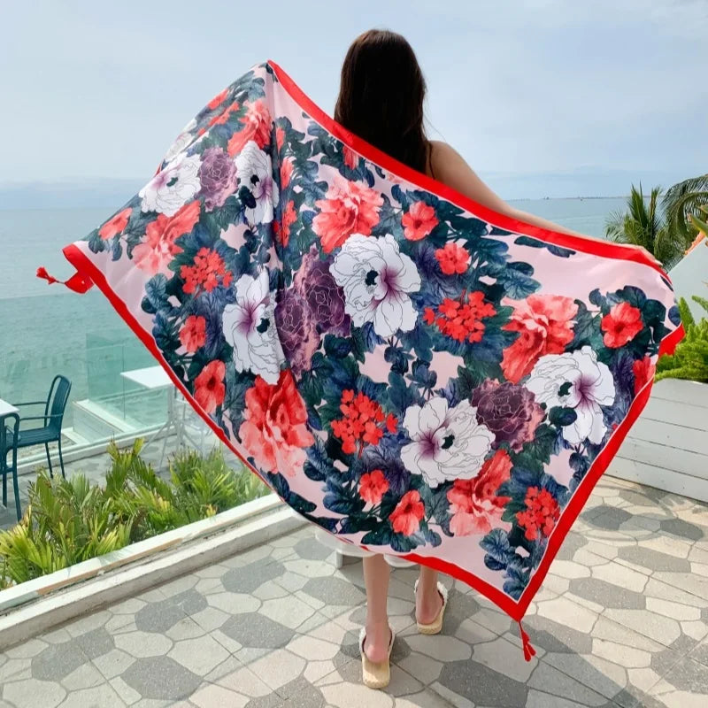 23 Styles 90x180cm Travel Beach Pareo Sunscreen Cover-Ups Women Large Dress Bikini Bathing Brazilian Swimwear Sarong Wrap Scarf - Matrix Studios