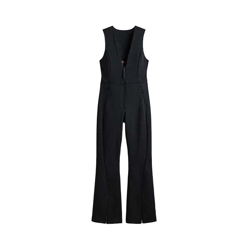 Women's Chic White Hooded Ski Jumpsuit with Waist Belt Warm Snowproof One-Piece Snow Wear Winter Sports Fashion Lady Snowsuit - Matrix Studios