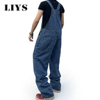 Overalls for Men Denim Suspenders Simple Baggy Jeans Men's Street Casual Solid Mid Waist Loose Washed Jumpsuits Length Tracksuit - Matrix Studios