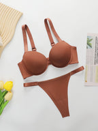 The Best-selling Sexy Gathering Promotion Style Glossy Letter Shoulder Strap Two-piece Women's Underwear Set B2050 - Matrix-studios.com