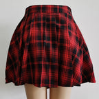 Gothic Sweet Women Pleated Skirt Fashion Plaid Mini High Waist Chic Skirt Kawaii Summer Casual Ladies Plaid Pleated Skirt - Matrix-studios.com