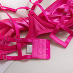 Sexy Solid Stain Lingerie Set Women's Hollow Out Bow Lace Up Exotic Apparel Suit Pure Desire Style Uniform Underwear Bra & Brief - Matrix-studios.com