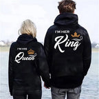 Printing Her King or His Queen Lover Hoodies Harajuku Fashion Casual Womens Men Clothing Lovers Sweatshirt  Couple Hoodies - Matrix Studios