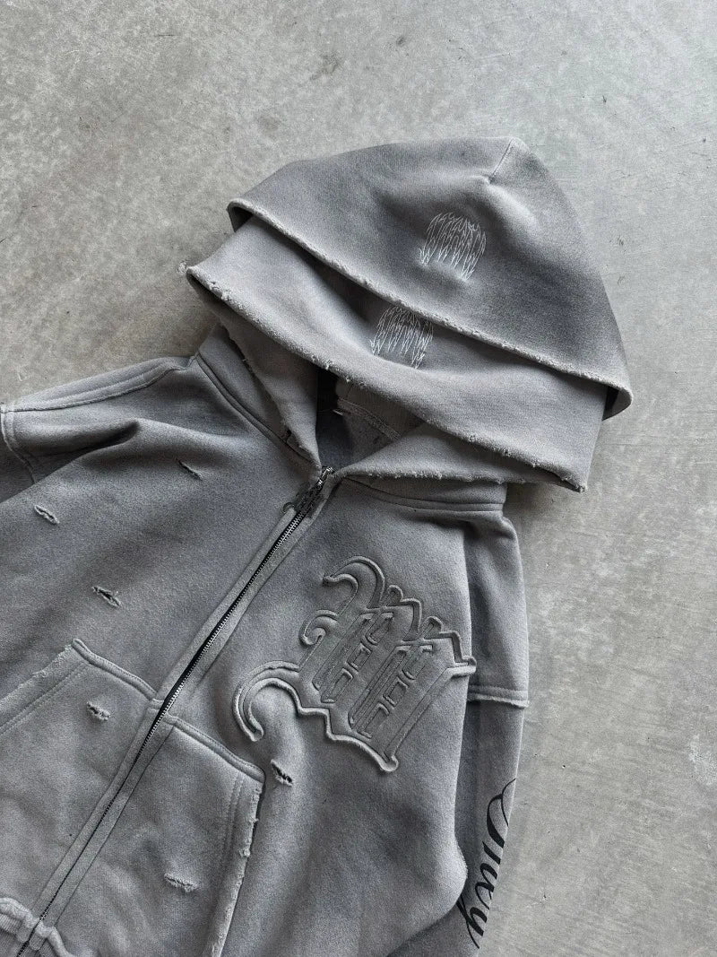 Y2k Street Style Large Area Embroidered Back Oversized Loose Hooded Sweatshirt Stretch Jogging Pants Casual Sports Pants Suit