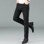 Men's Pure Black Slim Jeans Elastic Straight Pants Business Fashion Leisure Korean Vintage Skinny Small Feet Denim Pants Male - Matrix Studios