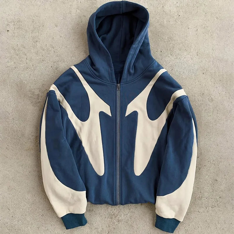 American Retro Letter Printed Devil Pattern Hoodie Y2k Harajuku Casual Couple Zipper Hoodies Sweatshirt Fashion Men's Clothing - Matrix Studios