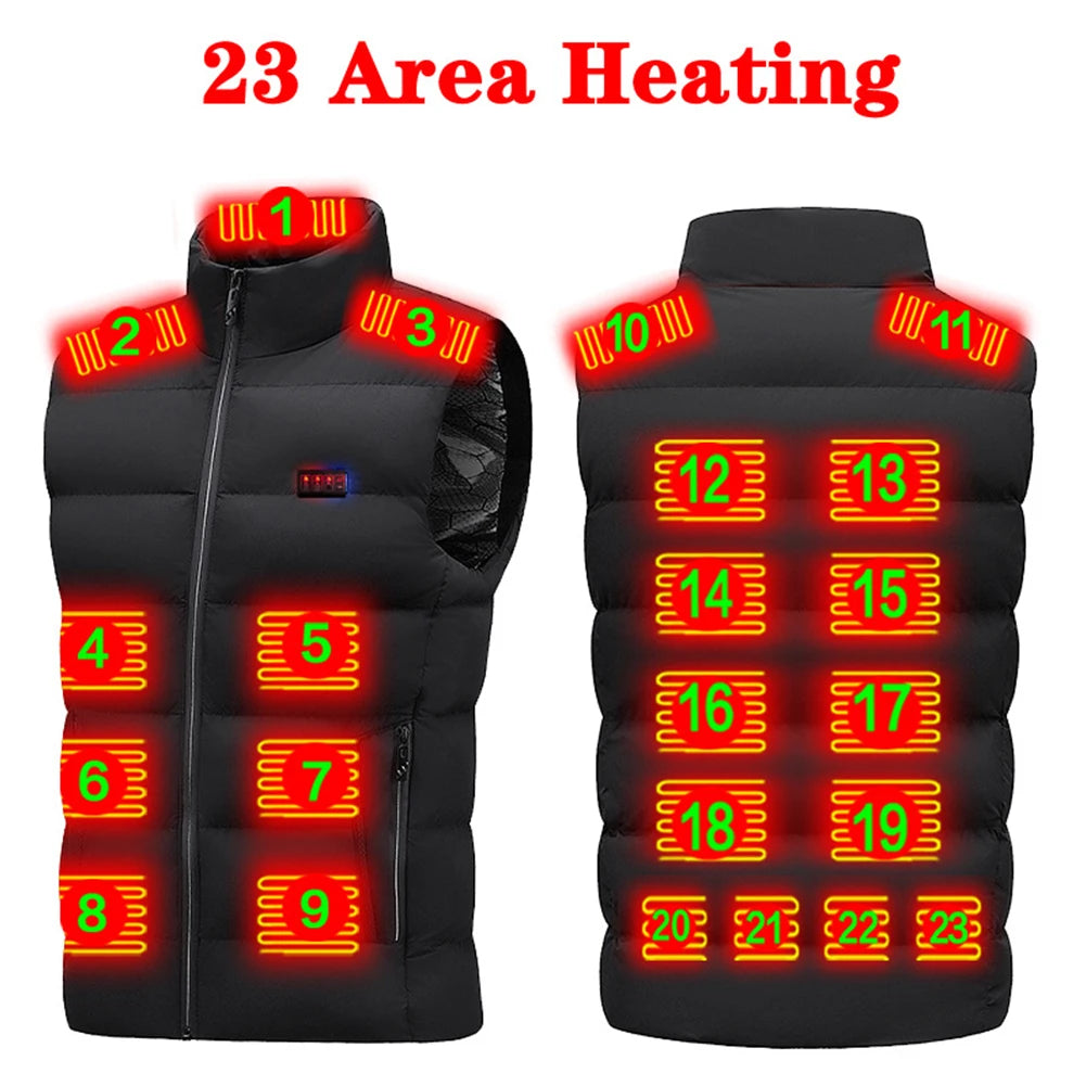 Men Autumn winter heating Cotton Vest 23 area Heated V neck vest Women Outdoor Flexible Thermal Winter Warm Jacket M-7XL - Matrix Studios