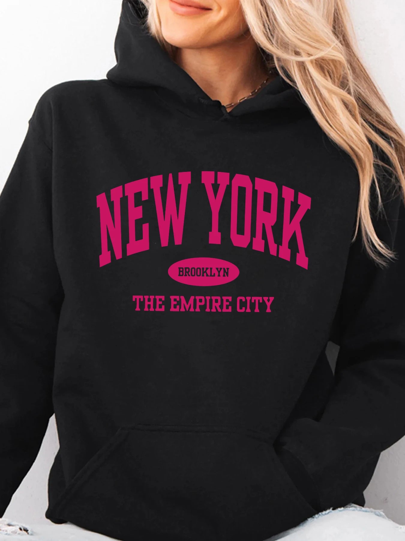 New York City Brooklyn Creative Letter Printed Female Hoodies Multicolor Loose Hoody Y2K Street Sportswear Fleece Hoodie Unisex