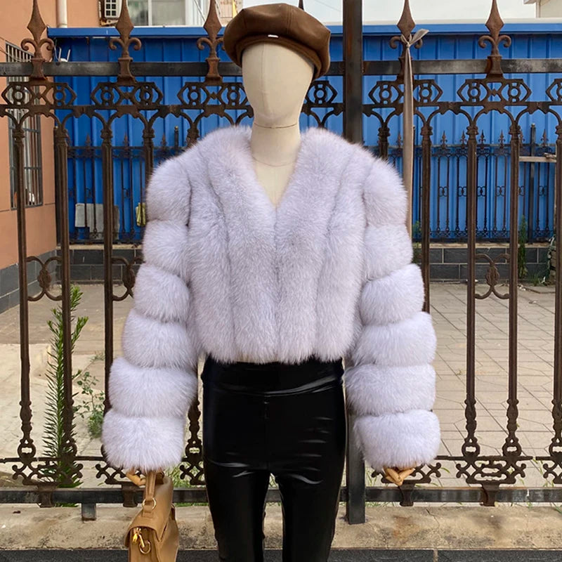 High Quality Fur Coat Women 100% Real Fox Fur Jacket Women's Fall/Winter Luxury Short Natural Fox Fur Coat Leather Jacket - Matrix Studios
