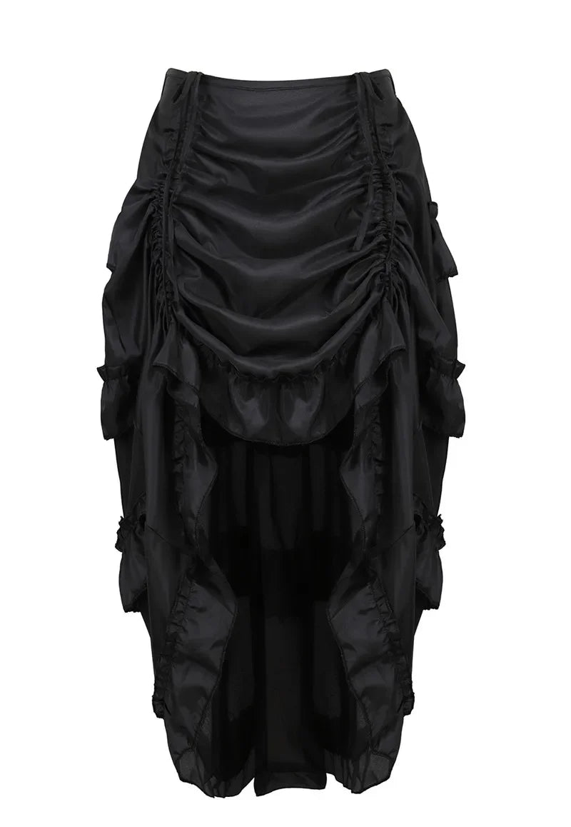 Steampunk Women Skirts Gothic Irregular Shirring Pleated Party Maxi Long Skirt High Low Costumes Punk Sexy Corset Plus Size Red - Matrix-studios.com