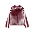2026 New Spring Striped Loose Knit Cardigans Women Casual Turtleneck Zip-up Pink Sweater Coat Women Knitwear Streetwear - Matrix Studios