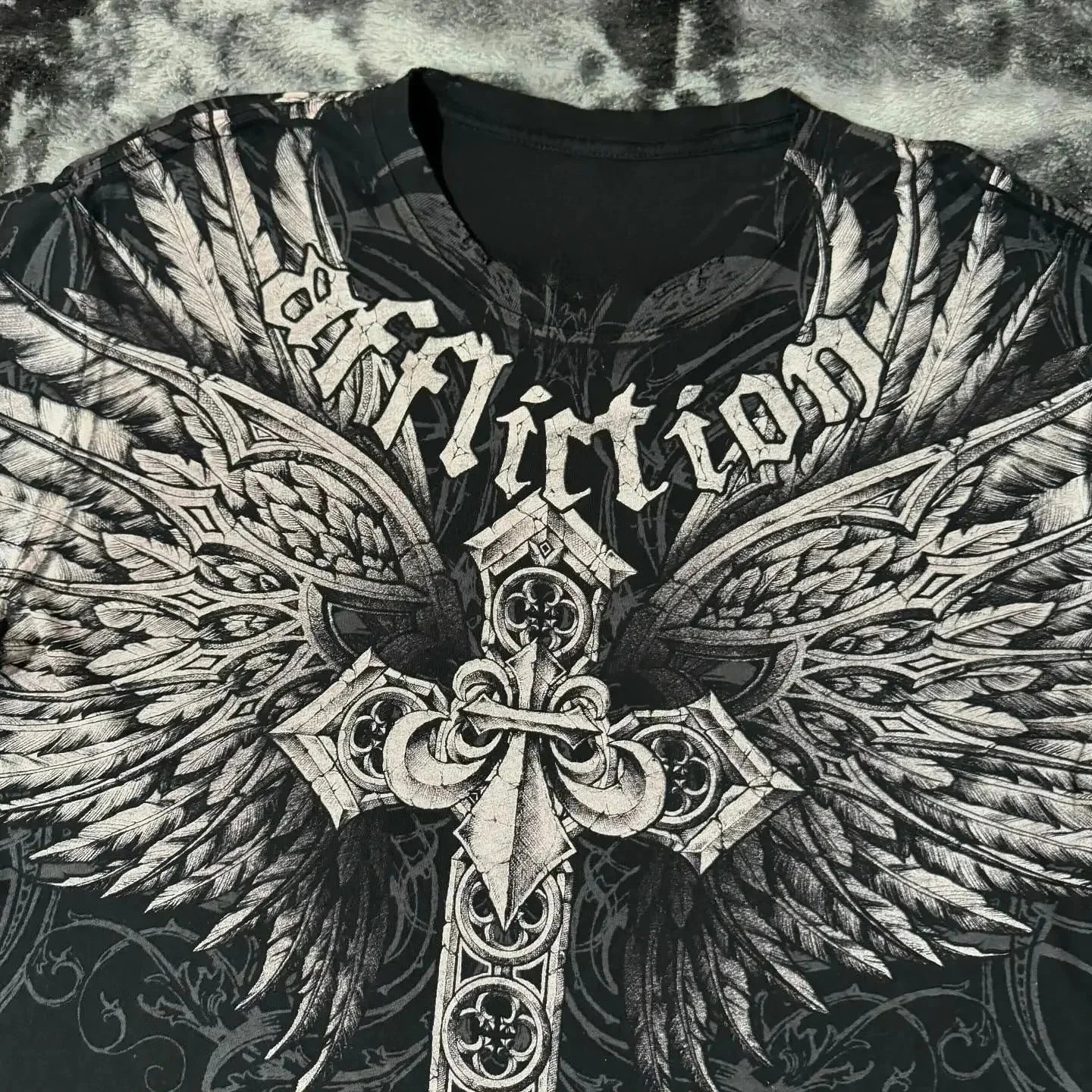 Y2K Affliction T Shirt Vintage Clothing Punk Hip Hop Graphic Print Oversized T shirt Women Round Neck Cotton Short Sleeve Tops