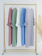Eid Jersey Solid Modest Under Abaya Dubai 2024 Palestine Women Islamic Clothing Muslim Kaftan Inner Dresses Robe Femme Musulmane - Matrix-studios.com
