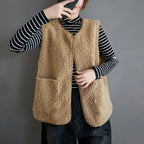 Lamb's Fleece Vests Jacket New Spring Autumn Women Button Waistcoat Winter Warm Fleece Sleeveless Outwear Female - Matrix Studios