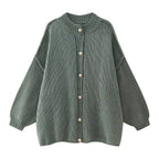 Casual Cardigan Women Sweater Loose Single Breasted O-neck Fashion Sweaters Autumn Office Female All-match Top Coat - Matrix Studios