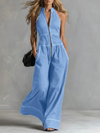 2026 New Women Stand Collar Sleeveless Jumpsuit Loose Casual Office Daily Wear Rompers - Matrix Studios