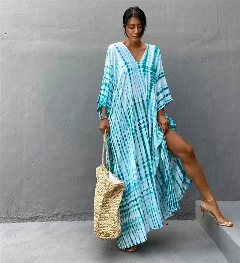 Plus Size Women Beachwear Long Beach Coverups Kaftan Casual Caftan Dress Swimwear cover ups - Matrix Studios