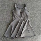 Tennis Skirt Casual Half Zipper Sports Fitness Dress Anti-Running High Waist Slim Golf Yoga Dress - Matrix-studios.com