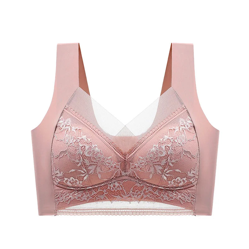 FallSweet Seamless Ice Silk Push Up Bra for Women Wireless Lace Bralette Plus Size Brassiere Summer Comfort Underwear Lingerie - Matrix Studios