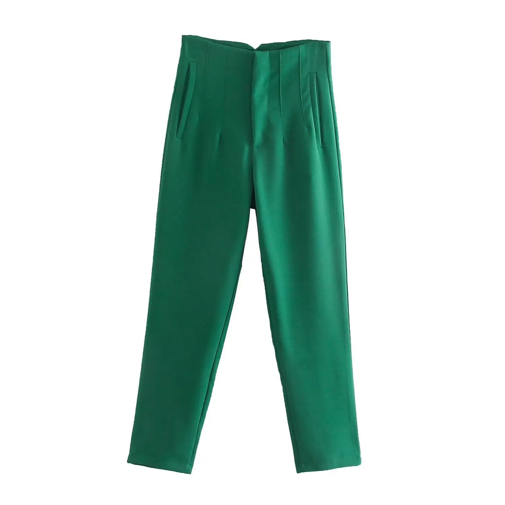 Willshela Women Fashion Straight Pants High Waist Front Zipper Trousers Vintage Full Length Female Chic Lady - Matrix-studios.com