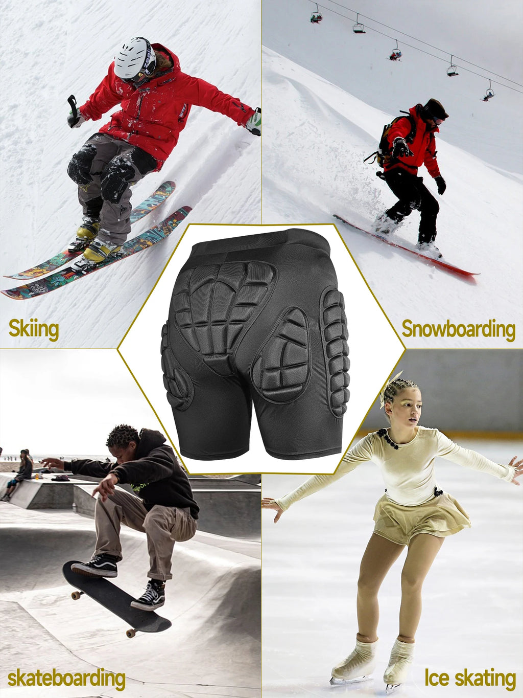 AVIVOR Pads Shorts 3D Protective Shorts for Snowboard and Ski Unisex Sports Hip Protection Pad - Matrix Studios