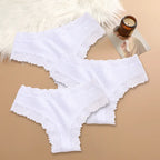 3Pcs/set Women Cotton Lace Panties Floral Intimate Underwear Trendy Patchwork Lace Briefs Female Soft Underpants Lingerie S-XL - Matrix Studios