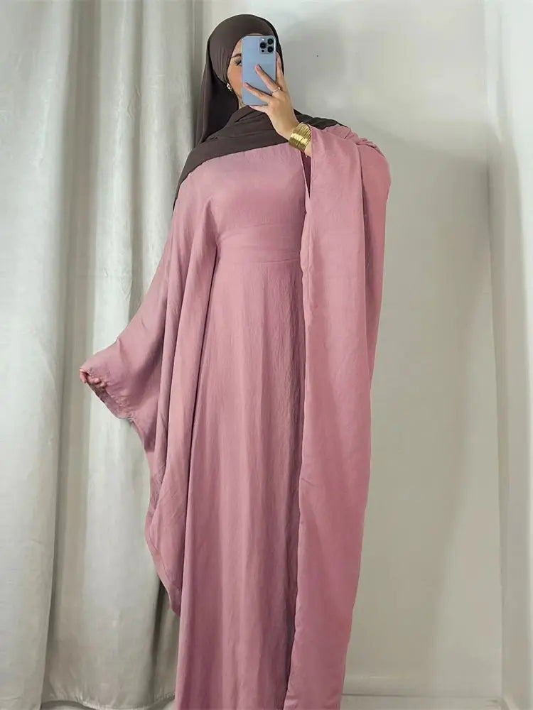 Ramadan Eid Soft Crepe Khimar Batwing Abaya Dubai Islam Muslim Modest African Dresses For Women Kaftan Kebaya Robe Femme Musulma - Matrix-studios.com
