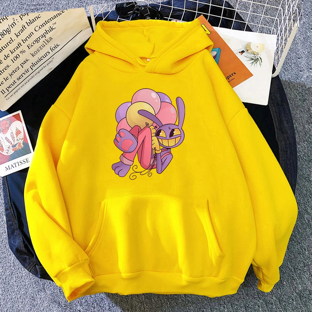 Digital Circus Jax Hoodie Fashion Women Aesthetic Graphic Kawaii Rabbit Hug Balloons Hoodies Unisex Cartoon Pullover Sweatshirts - Matrix Studios