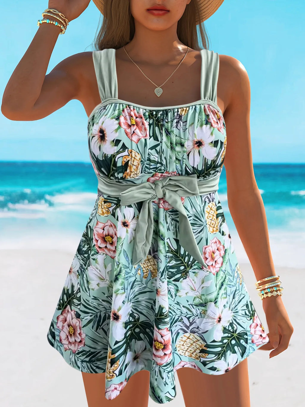 Black Dots Print Tankini Set 2026 New Two Pieces Swimsuits Plus Size Swimwear Women Bathing Suits Beachwear Bikini Swimdress - Matrix-studios.com