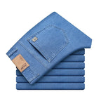 Men's Ice Silk Jeans Summer New Lyocell Thin Business Casual Denim Pants Classic All Match Slim Fit Straight Elastic Jean Male - Matrix Studios