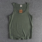 Summer New American Sleeveless O-neck Solid Color T-shirt Men's Fashion 100% Cotton Washed Casual Sports Fitness Basketball Vest - Matrix Studios