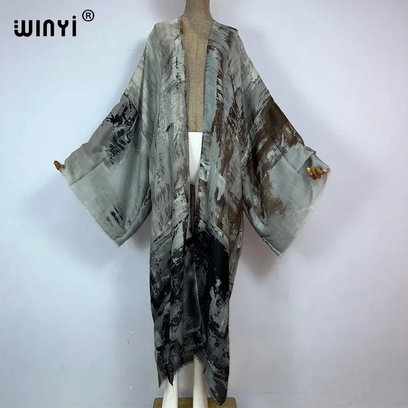 WINYI Fashion Kimono Print Coat Long Sleeve Cardigan Abaya Muslim Woman Cover Up Boho Dress Kaftan Abaya Dubai Luxury Caftan - Matrix-studios.com