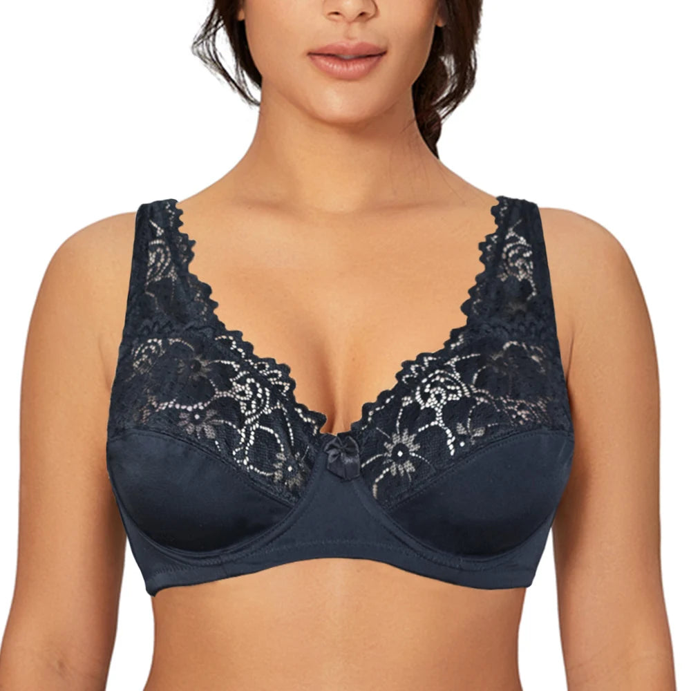 Bras For Womens Lingerie Top Female Lace Bra Underwire Plus Size Brassiere Perspective Sexy Underwear B C D DD E F Cup - Matrix Studios