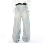 IEFB Washed Male Jeans Korean Fashion Worn Out Gradient Color Men's Denim Straight Pants Men Wide Leg Trousers Spring New 9C4502 - Matrix Studios