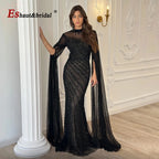 Eshaut&bridal Luxury Beaded Evening Dress Cape Sleeve Dubai Sheer Neck Mermaid Formal Prom Wedding Party Gown Customized 2026 - Matrix Studios