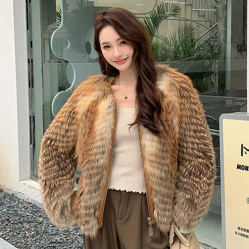 Winter Women Natural Real Red Fox Fur Strip Sewed Toghter With Genuine Leather Down Jackets Female Luxury Thick Warm Outerwear - Matrix Studios