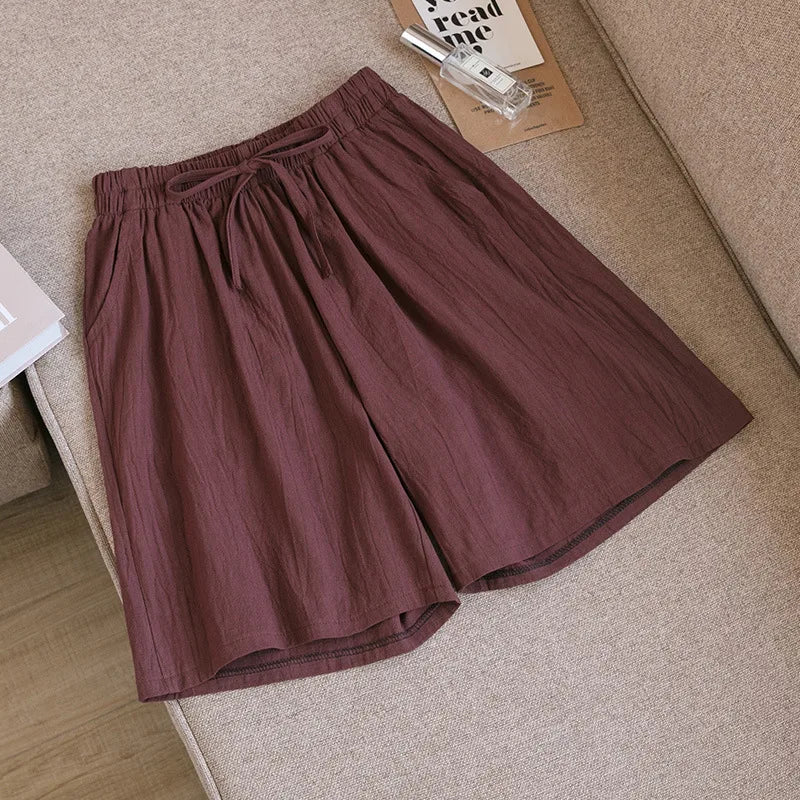 2026 Women Cotton Shorts Summer Casual Solid Two Pockets Shorts High Waist Loose Shorts for Girls Soft Cool Female Shorts - Matrix Studios
