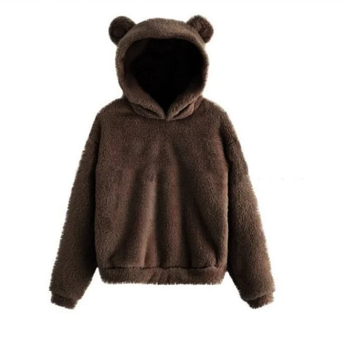 Autumn Winter Women's Hoodies Winter Women Long Sleeve Rabbit Ear Hood Sweatshirt Cute Plush Warm Casual Hoodie Tops - Matrix Studios