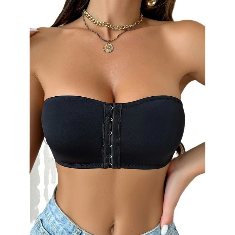Women’s Strapless Push Up Brassiere Backless Invisible Front Button Belly Band Underwear - Matrix Studios