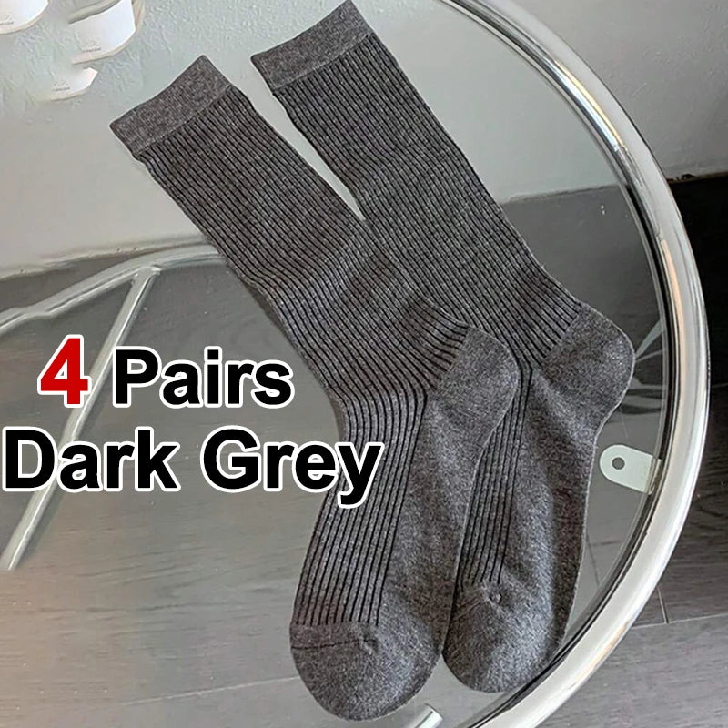 4/8 Pairs Women Solid Color Striped calf Socks Fashion Korean Version Simple Spring Summer Breathable Comfortable Stacking Socks - Matrix Studios