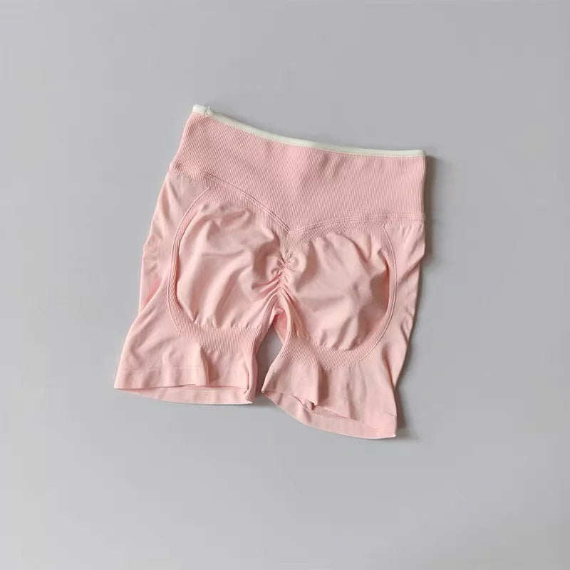 Sexy Seamless Color Blocked Yoga Shorts, Tight Fitting Peach Hip Lifting Sports, Women's Outdoor Running And Fitness Pants - Matrix Studios