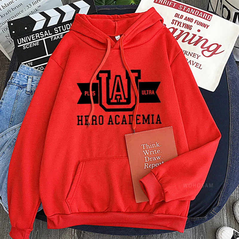 Harajuku Anime Manga UA My Hero Academia Logo Hoodies Sweatshirt Men Long Sleeve Streetwear Women Patchwork Winter Sweatshirts - Matrix Studios