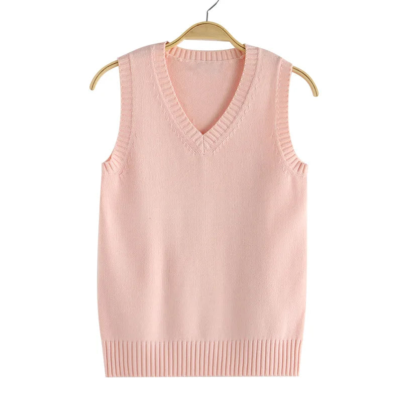 Preppy Style Teenager School Girls Uniform Sleeveless Sweaters Knitted Vest Students Y2K Lolita Pullover Waistcoat Women JK Tops - Matrix Studios